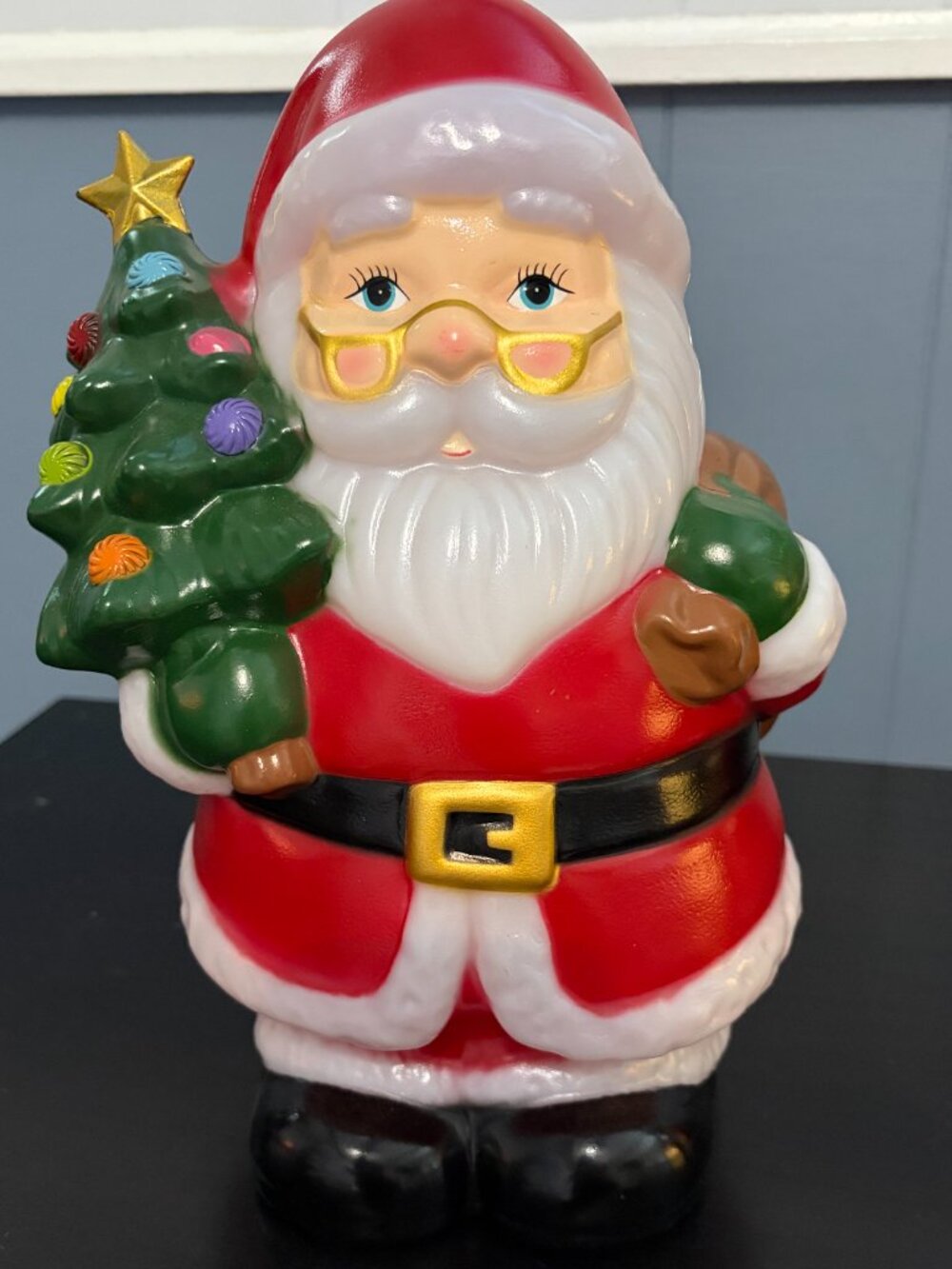 12" Mr Christmas Blow Mold Santa w/ Tree & Timer - New w/ Tag